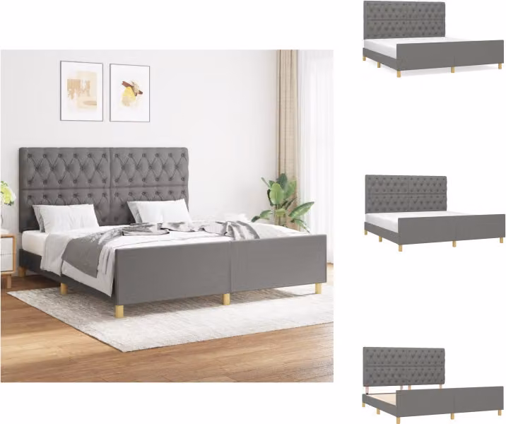vidaXL Struttura letto con testiera in tessuto grigio scuro 160x200 cm - Letti e strutture letto