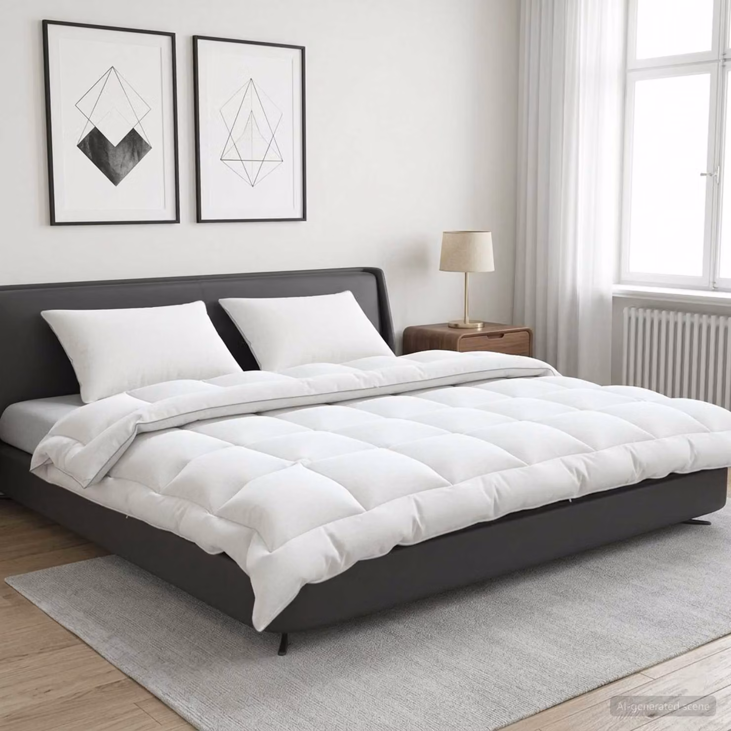Set di piumone e cuscini 3 pz vidaXL 4 stagioni in microfibra e cotone, bianco, 200 x 200 cm