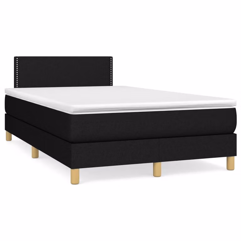 vidaXL Giroletto a Molle con Materasso Ibrido in Tessuto Nero e Bianco L/P/H: 120 x 200 x 88 cm
