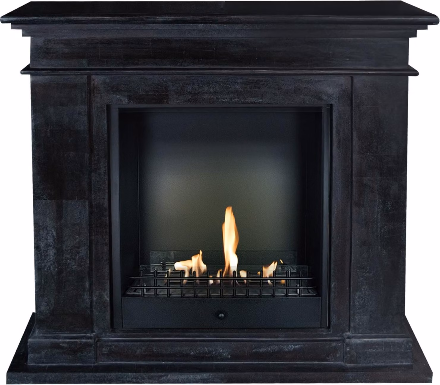 Caminetto a etanolo Xaralyn - Kos BCL-SBU - pietra naturale nera - riscaldamento a 3 kW - caminetto da incasso incluso - caminetto decorativo