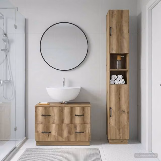 Set di Armadi da Bagno da 2 Pezzi HOORN Rovere Artigianale 3417557