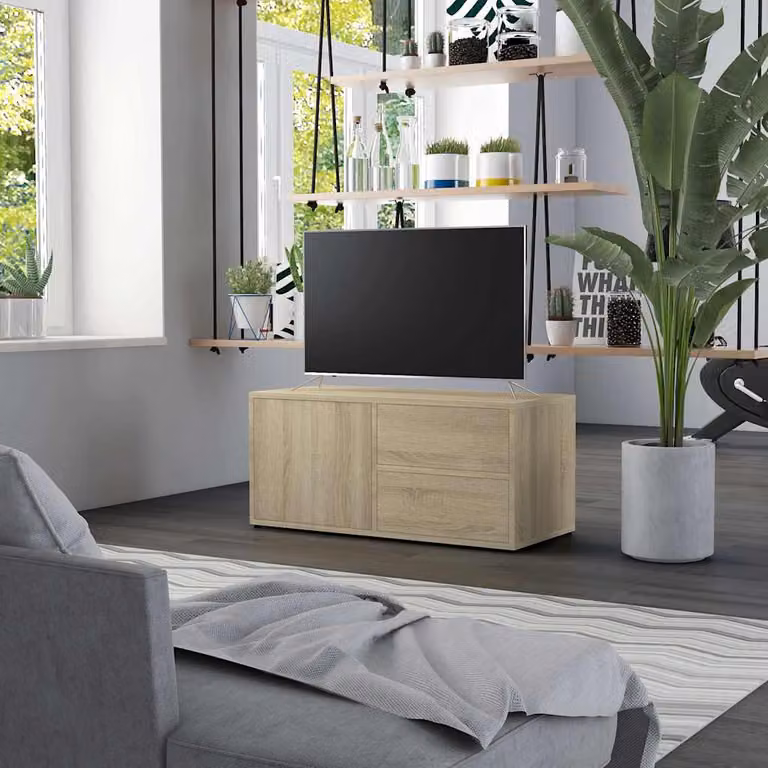 vidaXL Mobile Porta TV Rovere Sonoma in Legno Multistrato e MDF, Colore Marrone, L 80 cm x P 34 cm x H 36 cm