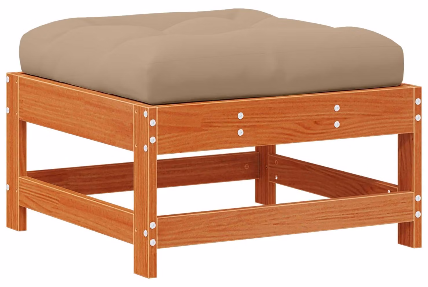 Poggiapiedi da giardino con cuscino Legno Massello di Pino