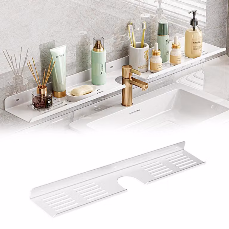 Organizzatore per lavello, ripiano a parete, 60 cm, bianco, Acciaio al carbonio