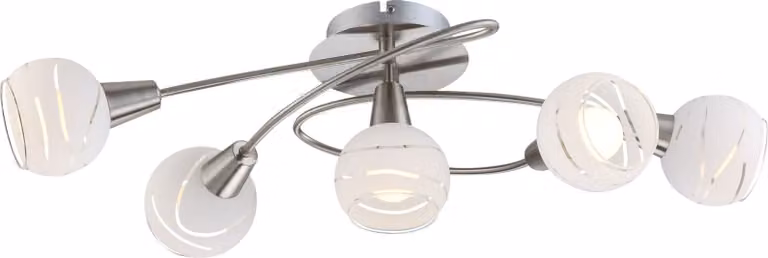 Globo Lighting plafoniera in metallo nichel opaco, 5x E14