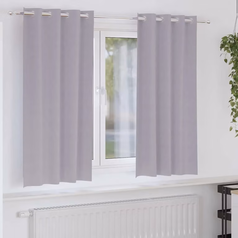 Set di 2 tende blackout vidaXL con anelli in poliestere, colore grigio, L: 140 cm x H: 175 cm