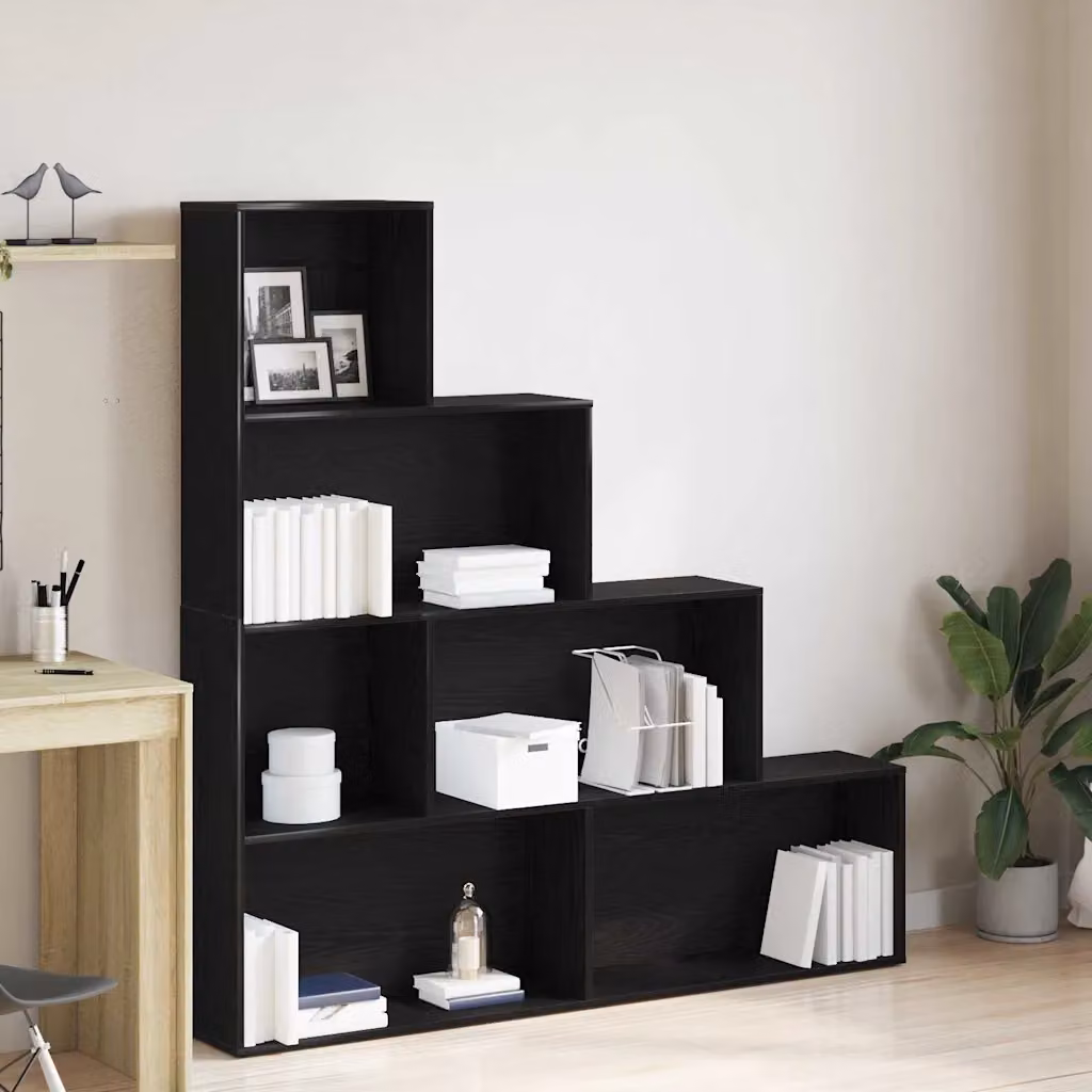 vidaXL Armadio per Libri Moderno in MDF Nero con 6 Livelli L: 157 cm, P: 24 cm, H: 160 cm