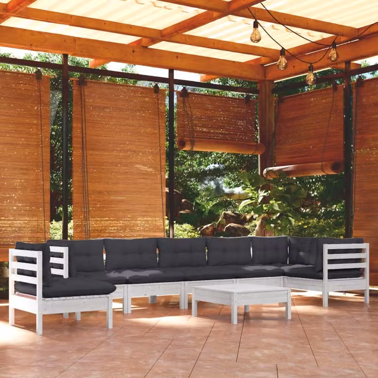 Maison Exclusive - Set Divani da Giardino 9 pz con Cuscini BiancLegno di Pino