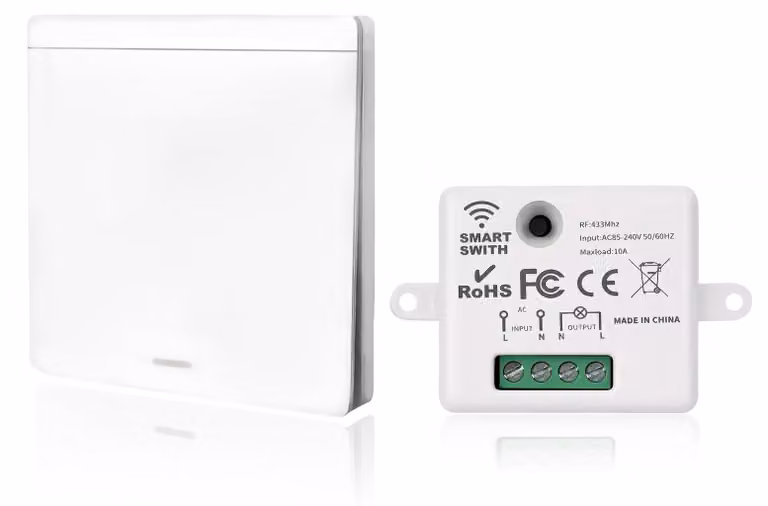 Interruttore luci wireless, frequenza 433 MHz, 10 A, 240 V, con telecomando con portata fino a 50 metri
