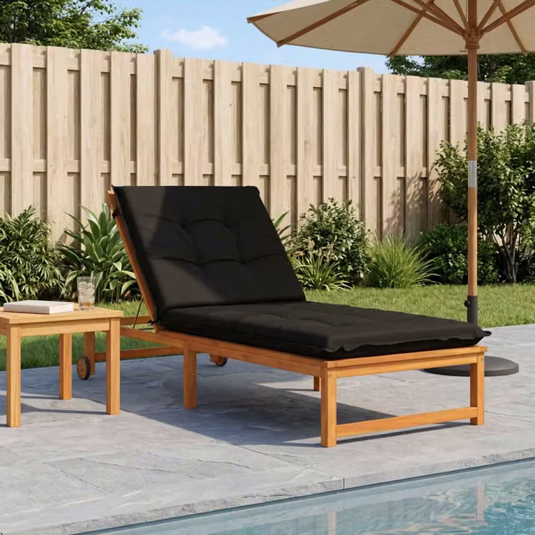 vidaXL Cuscino per Lettino GEMERT Nero in 100% Poliestere L/P/H: 190 x 70 x 9 cm