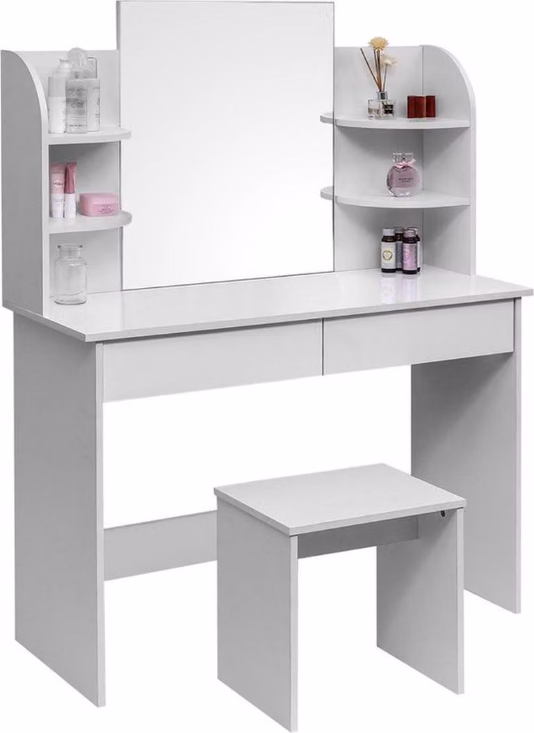 Tavolo da trucco – Bianco – Specchio e sgabello inclusi – Tavolo da trucco per ragazze