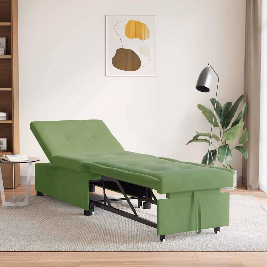 Divano letto vidaXL in velluto verde chiaro L: 194 cm, P: 67 cm, H: 82 cm