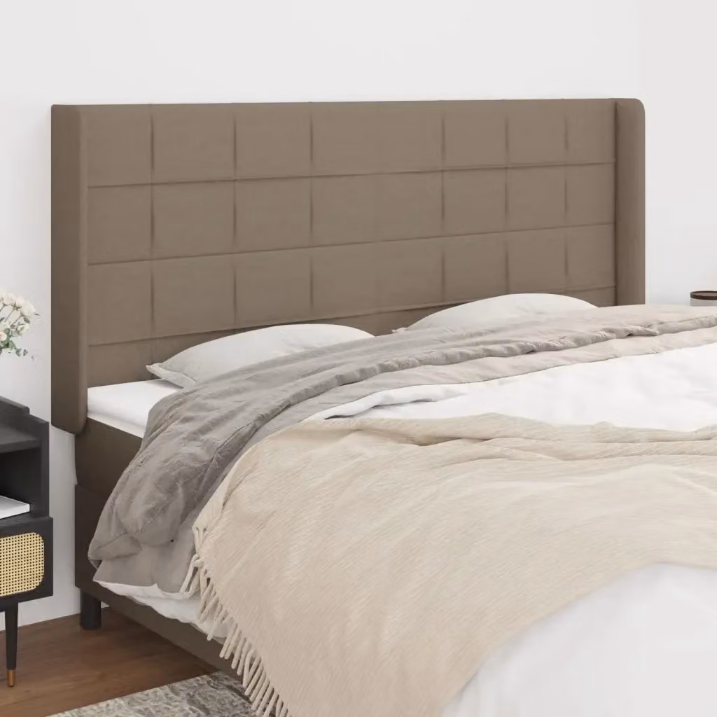 Testata ad orecchio in tessuto beige con struttura in legno di larice L: 163 cm, P: 16 cm, H: 118/128 cm – 2