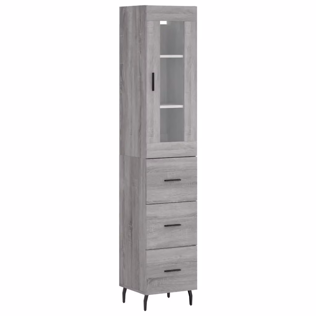 Credenza moderna vidaXL in legno e metallo grigio L/P/H: 34,5 x 34,0 x 180,0 cm – 2