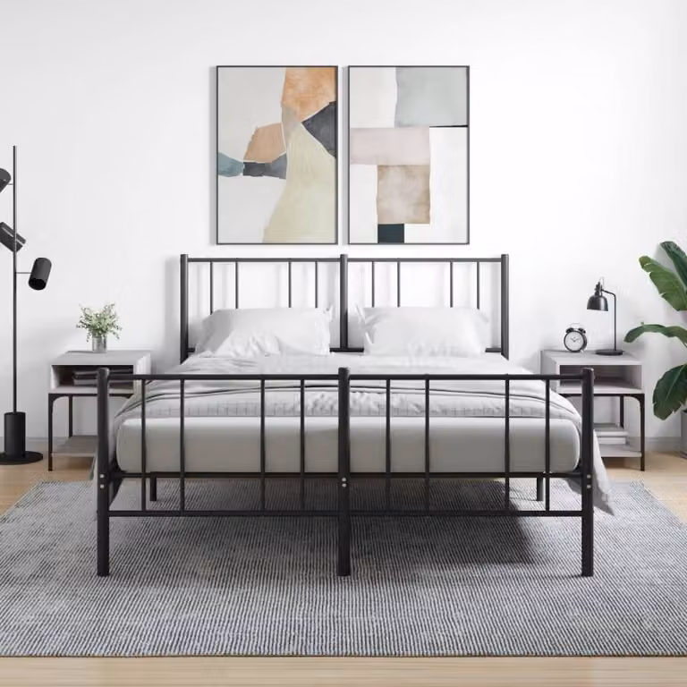 Set di 2 comodini moderni vidaXL in legno multistrato e metallo, colore grigio Sonoma, L 40 cm x P 41 cm x H 50 cm