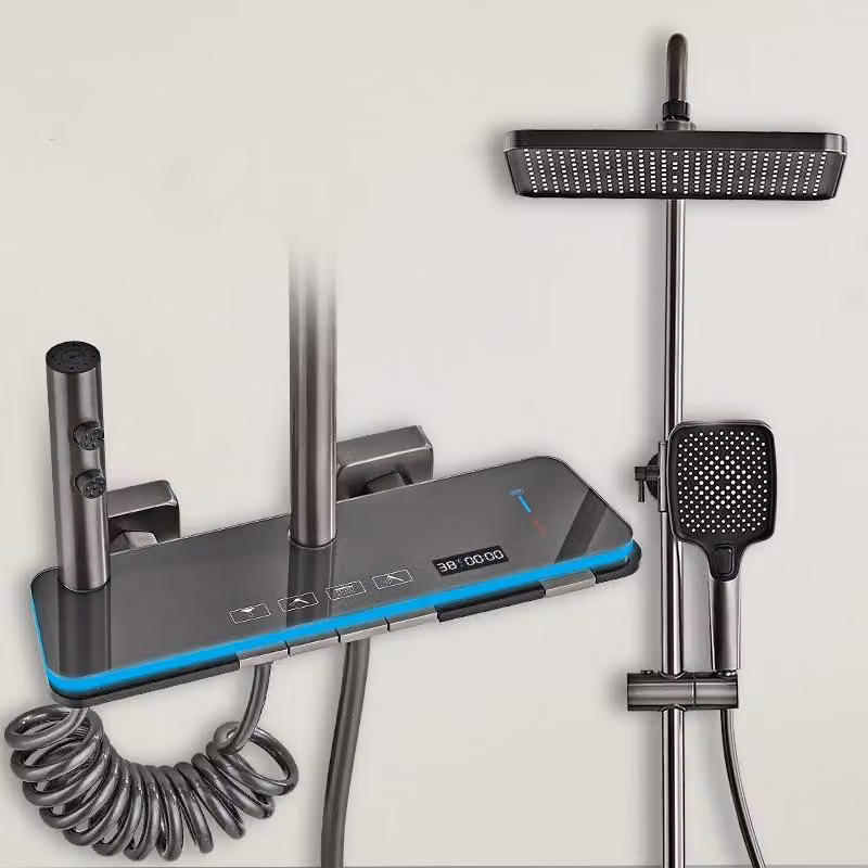 Rubinetto digitale con display - Grigio, finitura cromata in acciaio inossidabile