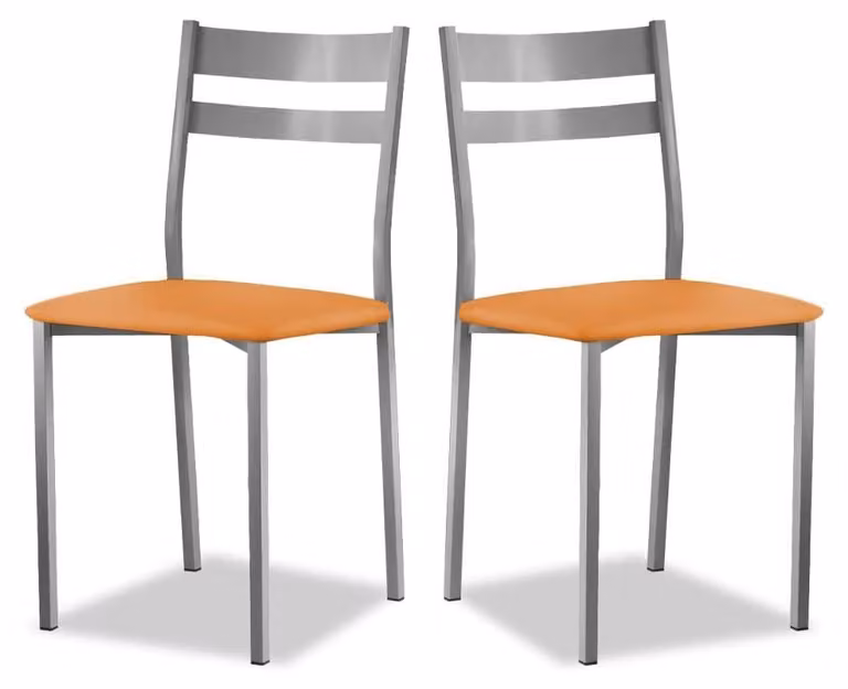 2 sedie da cucina, in metallo, con rivestimento in ecopelle, altezza seduta 45 cm, colore blu