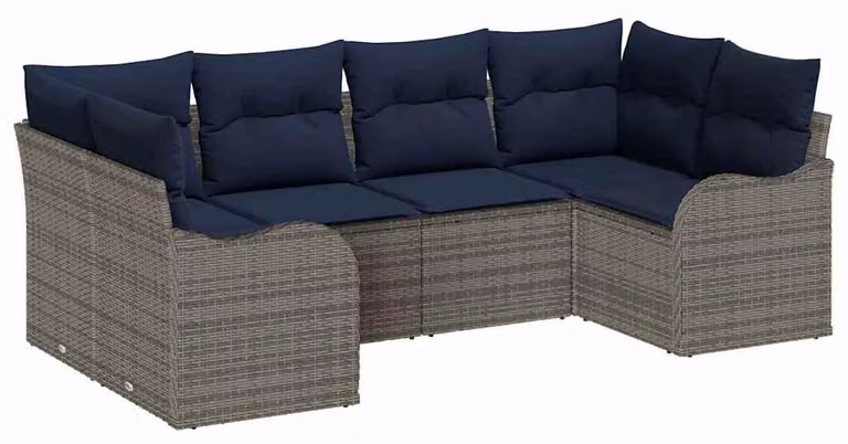 Set di divani da esterno, 6 pezzi, grigio [materiale sintetico]: rattan sintetico