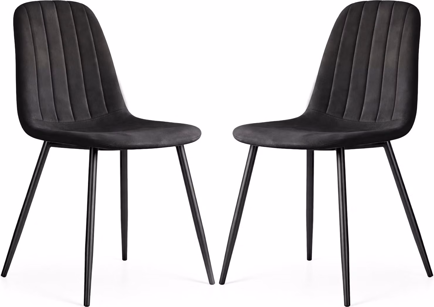 Set di 2 Sedie in velluto trapuntate LUMO Nero gambe nere