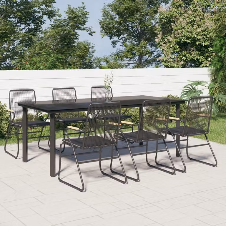 Maison Exclusive - Set da pranzo da giardino 7 pezzi in rattan PVC nero