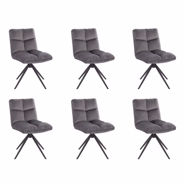 Home Deluxe - Sedia da sala da pranzo NODA set di 6 - Colore: grigio chiaro - girevole a 360 gradi, imbottitura morbida, carico massimo 120 kg I Sedia da cucina Sedie da pranzo Sedie da sala da pranzo