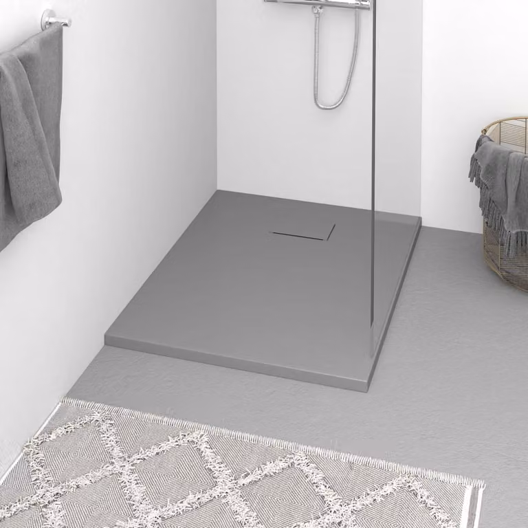 Piatto doccia rettangolare vidaXL in mineral cast grigio antiscivolo L: 90 cm, P: 70 cm