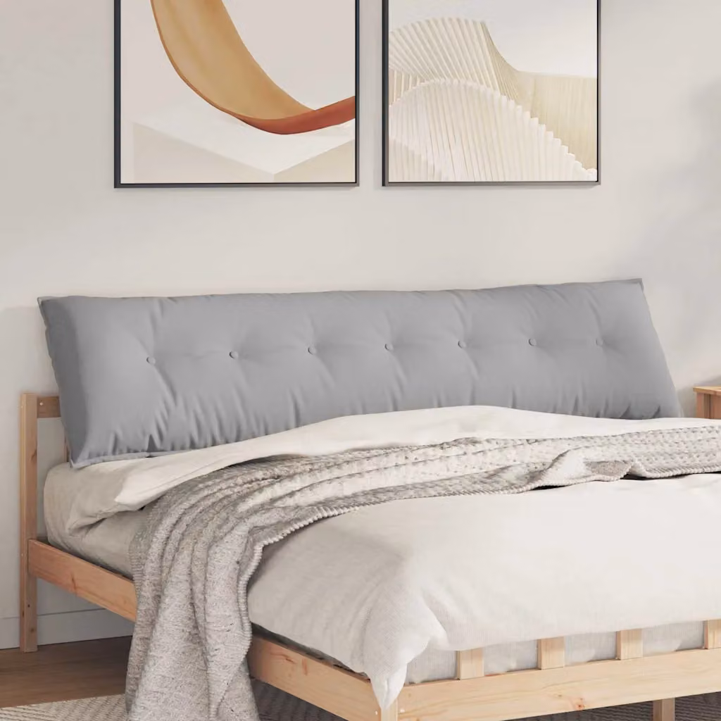 vidaXL Cuscino per Schiena Grigio in Tessuto di Poliestere L 200 x P 19 x H 50 cm