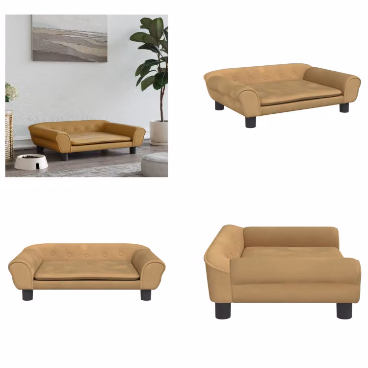 vidaXL Letto per cani marrone 70x48x22 cm in velluto - letto per cani - letti per cani - divano per cani - divano per animali domestici