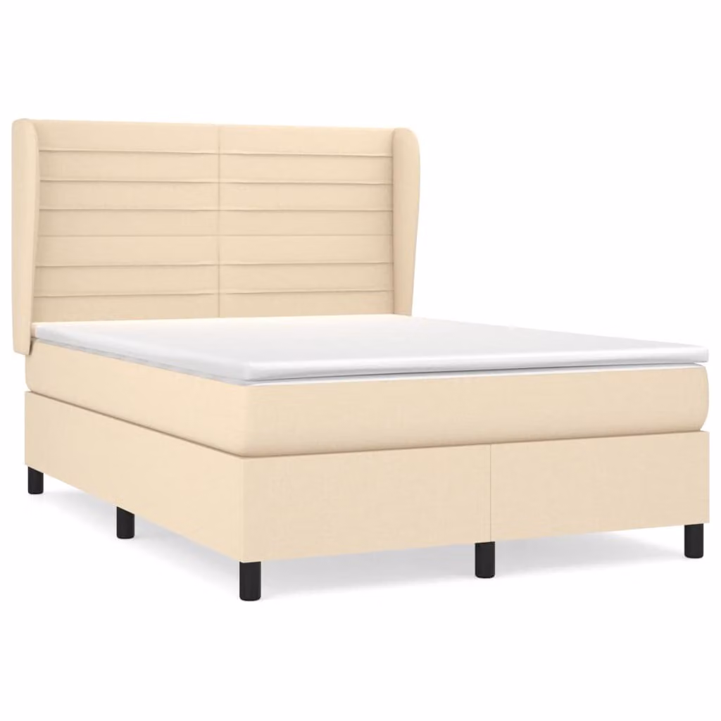 Giroletto a Molle con Materasso Crema 140x19 cm in Tessuto