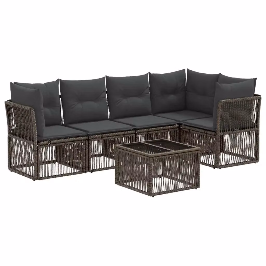 Set Divano da Giardino a L vidaXL in Polyrattan Grigio con Cuscini e Tavolino da Esterno – 2