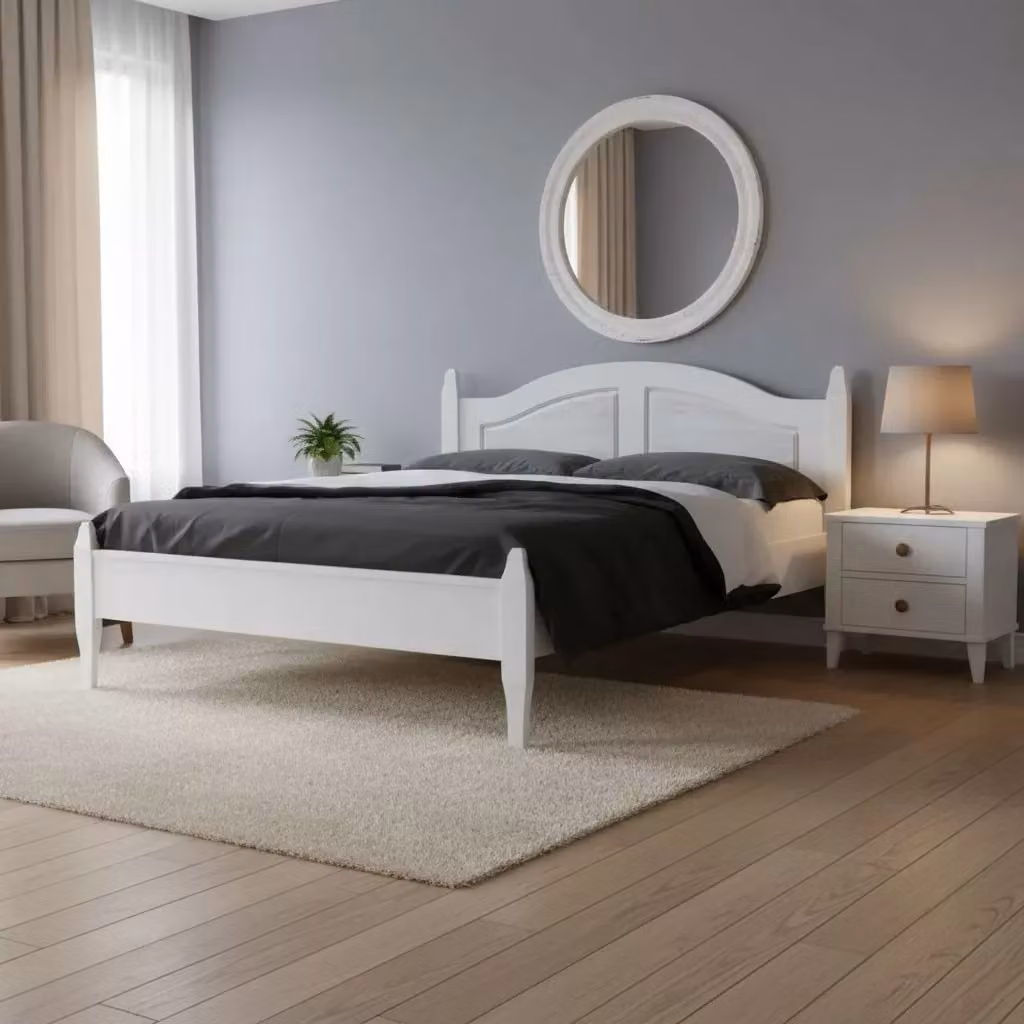 Letto matrimoniale shabby chic Mobili 2G in legno massello di abete bianco L: 178 cm, P: 210 cm, H: 106 cm – 3