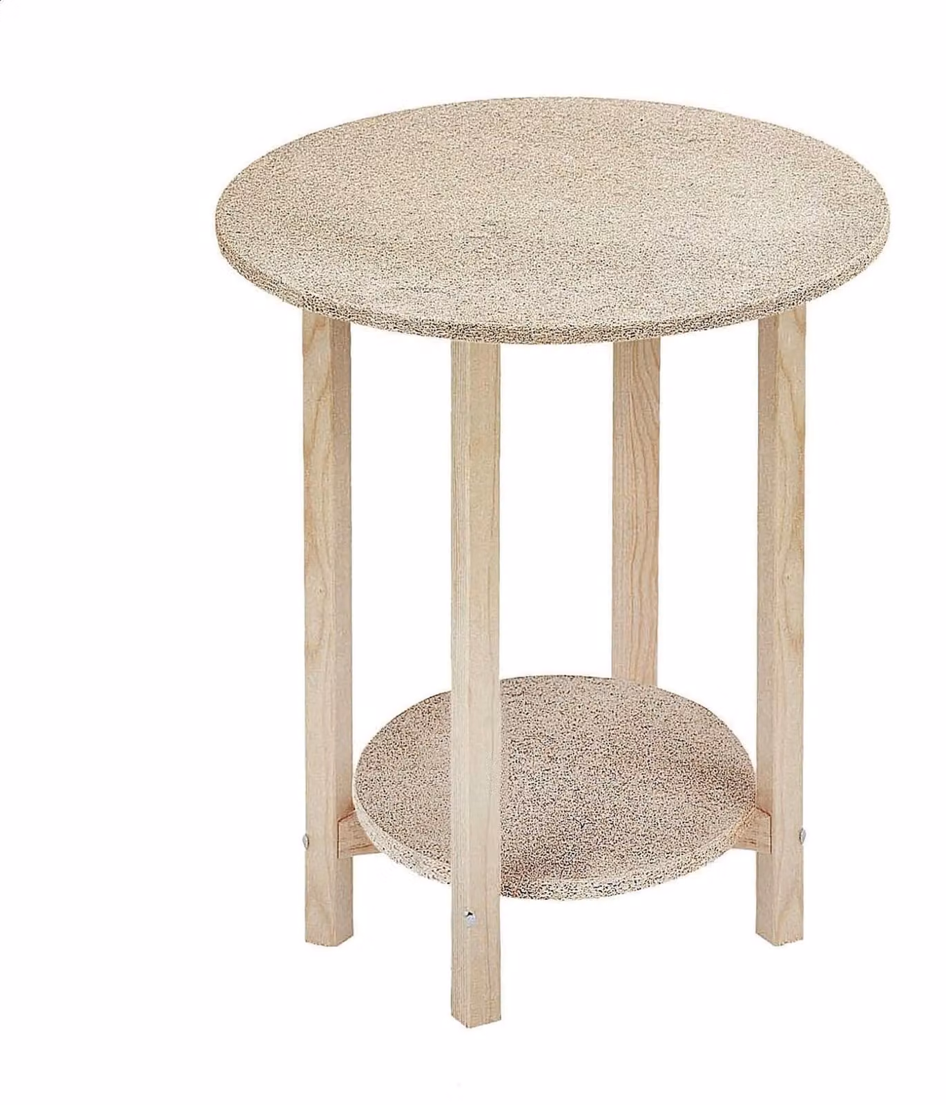 Tavolino rotondo in legno di pino, dimensioni 50 x 55 cm, con spazio contenitivo