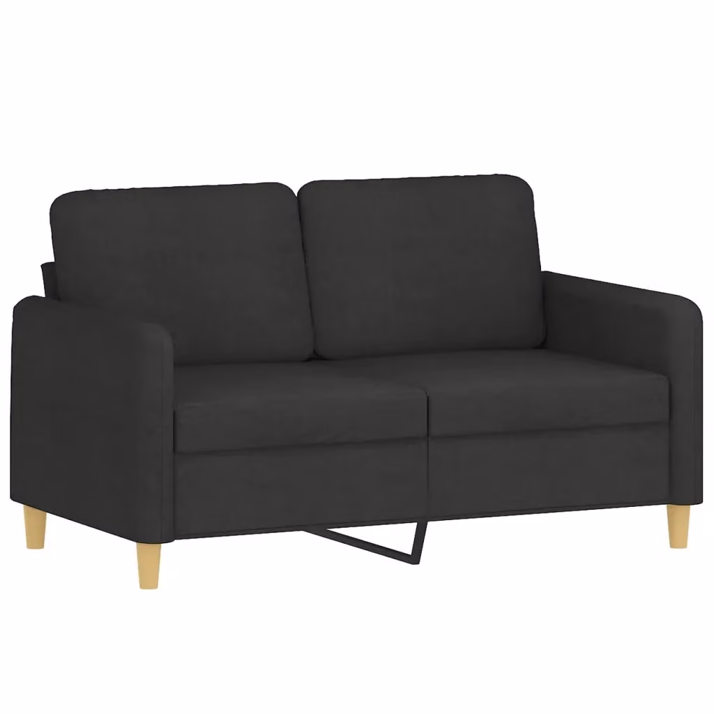 Divano moderno a 2 posti vidaXL in tessuto nero con struttura in metallo per il tuo soggiorno L: 138 cm, P: 80 cm, H: 77 cm – 2