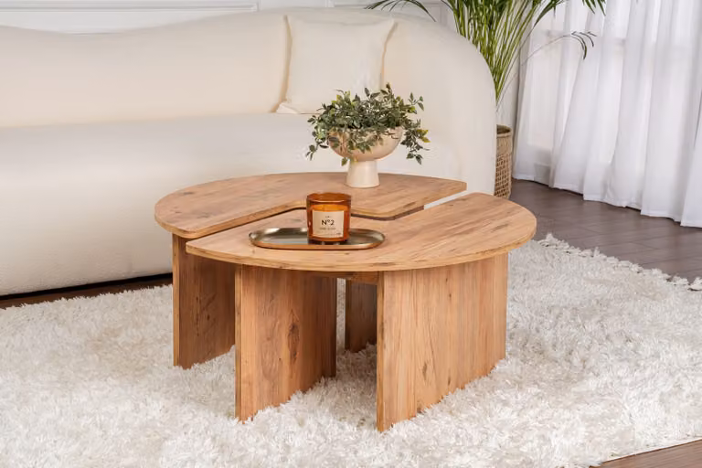 Skye Decor, Moira - Atlantic Pine, tavolino, pino atlantico, piano in melamina 100 %, 90 x 90 x 41 cm