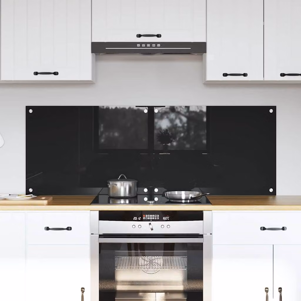 Set di 2 schienali da cucina vidaXL in vetro temperato nero, L 70 cm x H 50 cm