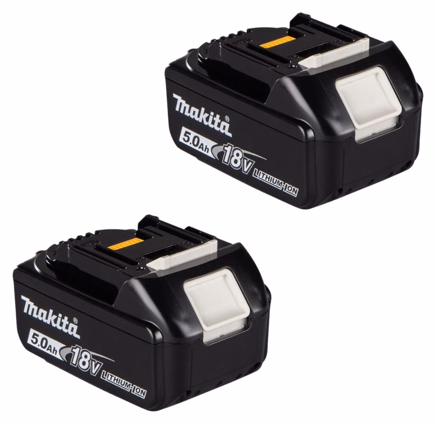 2 batterie Makita BL1850B da 18 V, 5,0 Ah, agli ioni di litio, batterie di ricambio originali, con indicatore di carica