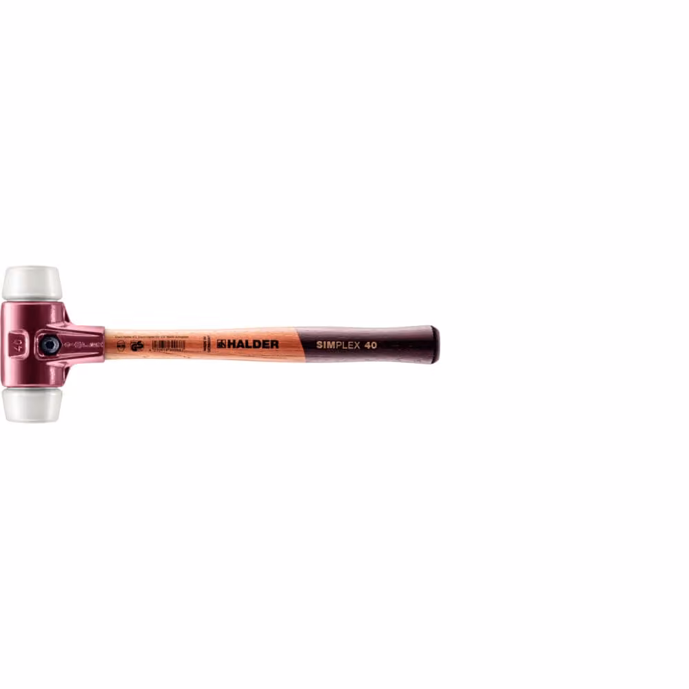 Mazza SIMPLEX soft-face con alloggiamento TE e manico in legno, Ø 40, superplastica