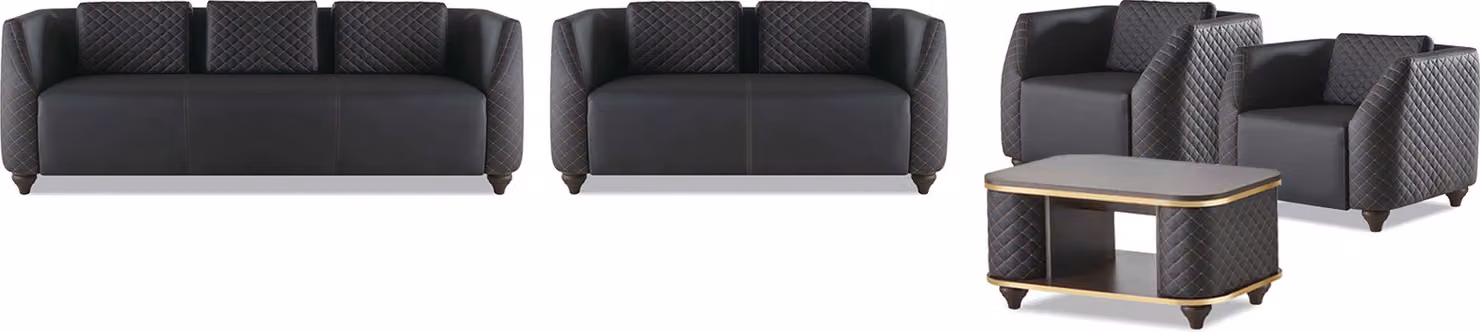 Komplett-Set 3-Sitzer 2-Sitzer Sessel Couchtisch Ledersofas Leder Holz