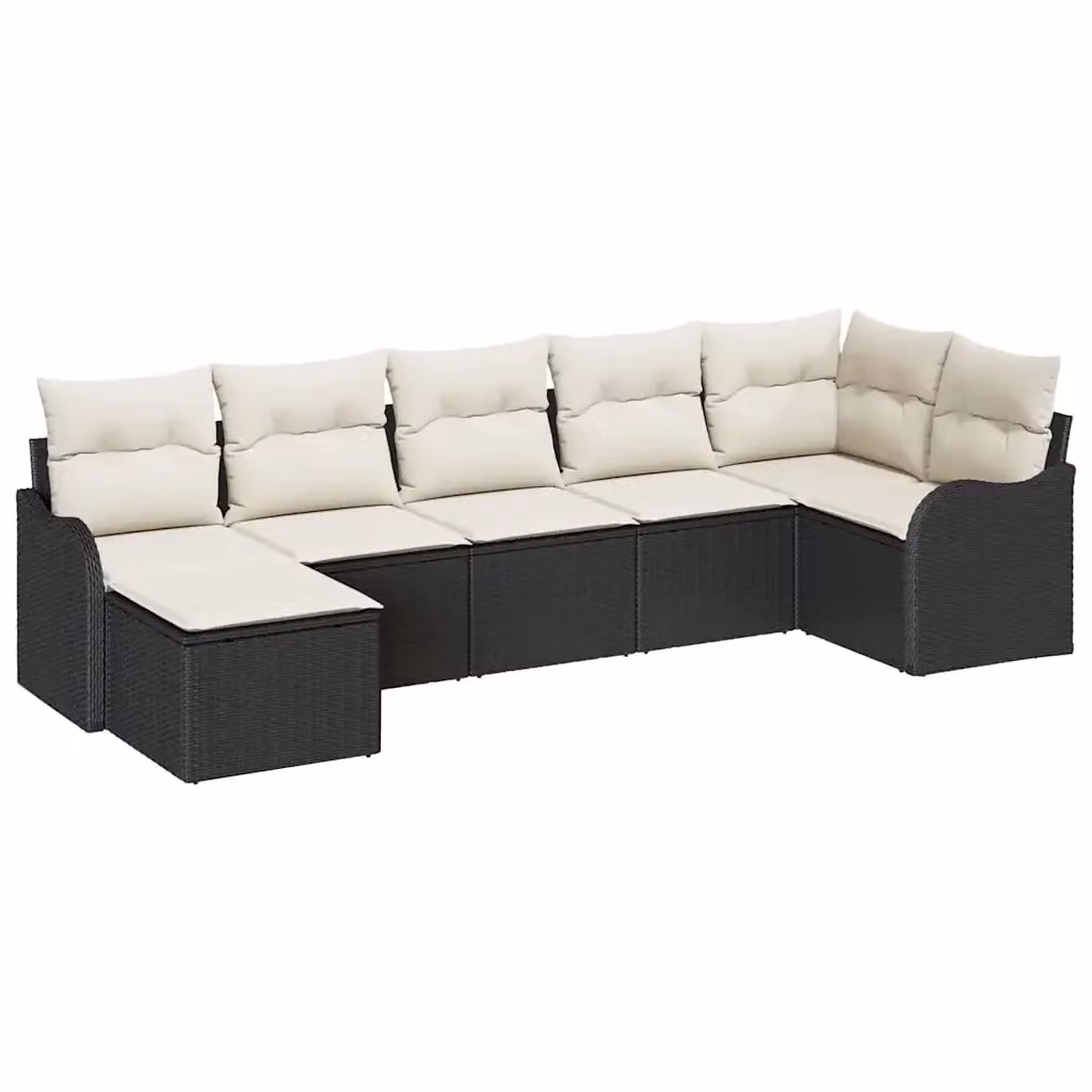 Set Divano da Giardino a L vidaXL in Polyrattan Nero con Cuscini e Ottoman – 2
