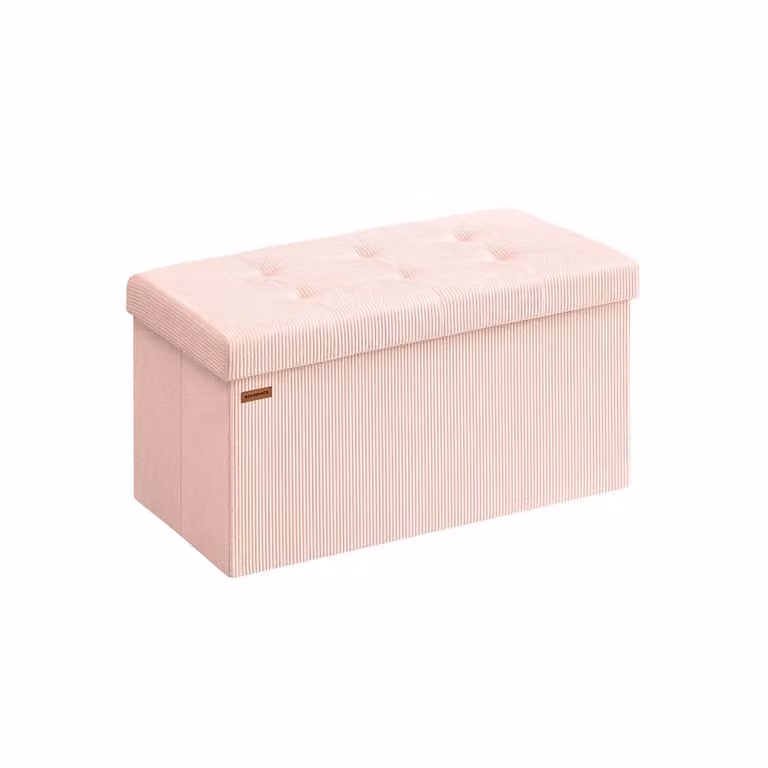 Panca contenitore pieghevole con seduta robusta e vano interno, Rosa Pastello / 76l cm