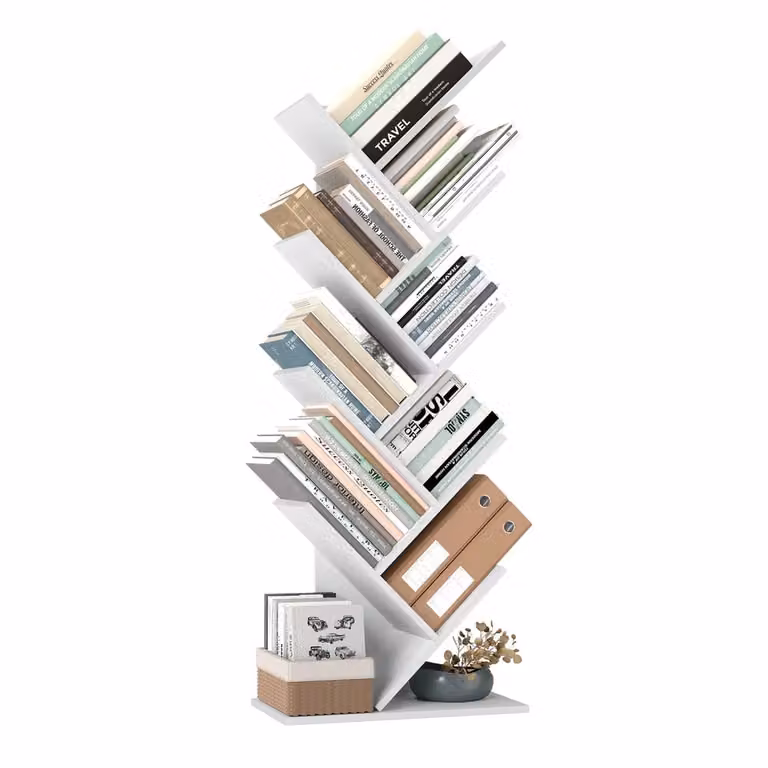 Libreria ad Albero a 8 Ripiani, Bianco / 9 Ripiani (25P x 50l x 141,5H cm)