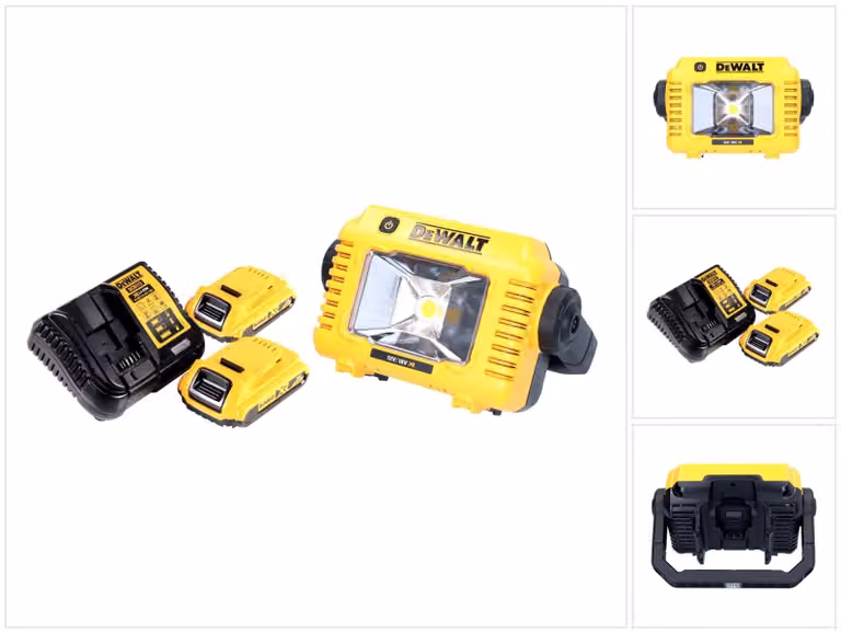 DeWalt DCL 077 D2 Faro da lavoro LED a batteria 12 V 18 V 2000 lm IP54 + 2x batteria ricaricabile 2,0 Ah + caricatore