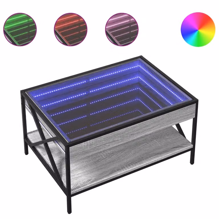 Tavolino da Salotto con LED Infinity Grigio Sonoma 70x50x38 cm