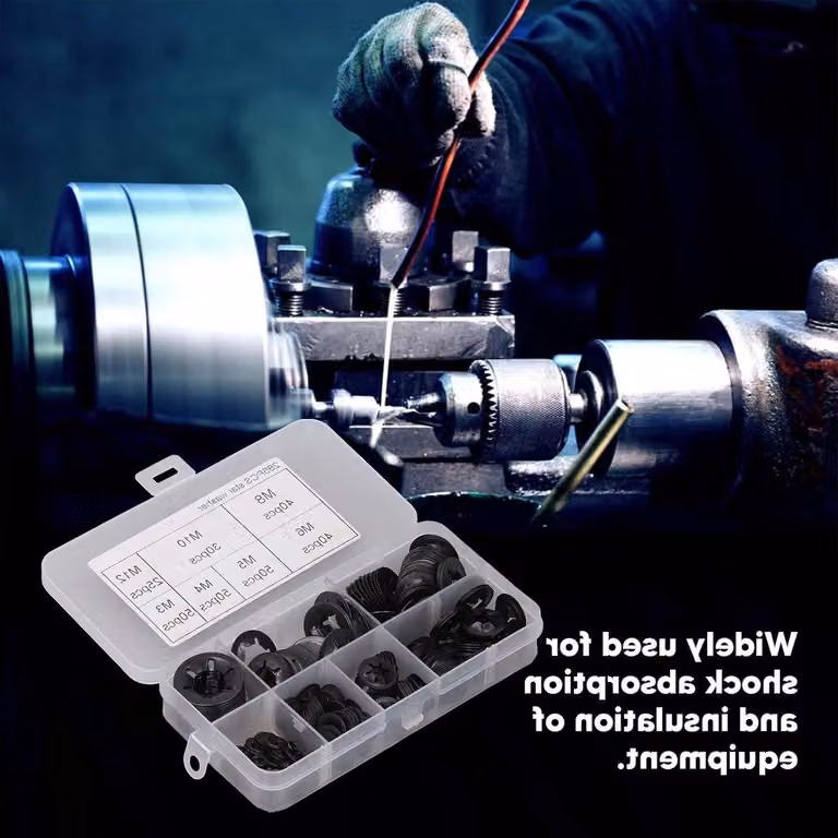 Set da 285 pezzi di anelli Starlock neri, realizzati in acciaio al manganese, per viti M3, M4, M5, M6, M8, M10, M12 – ideali per la produzione automobilistica e applicazioni meccaniche