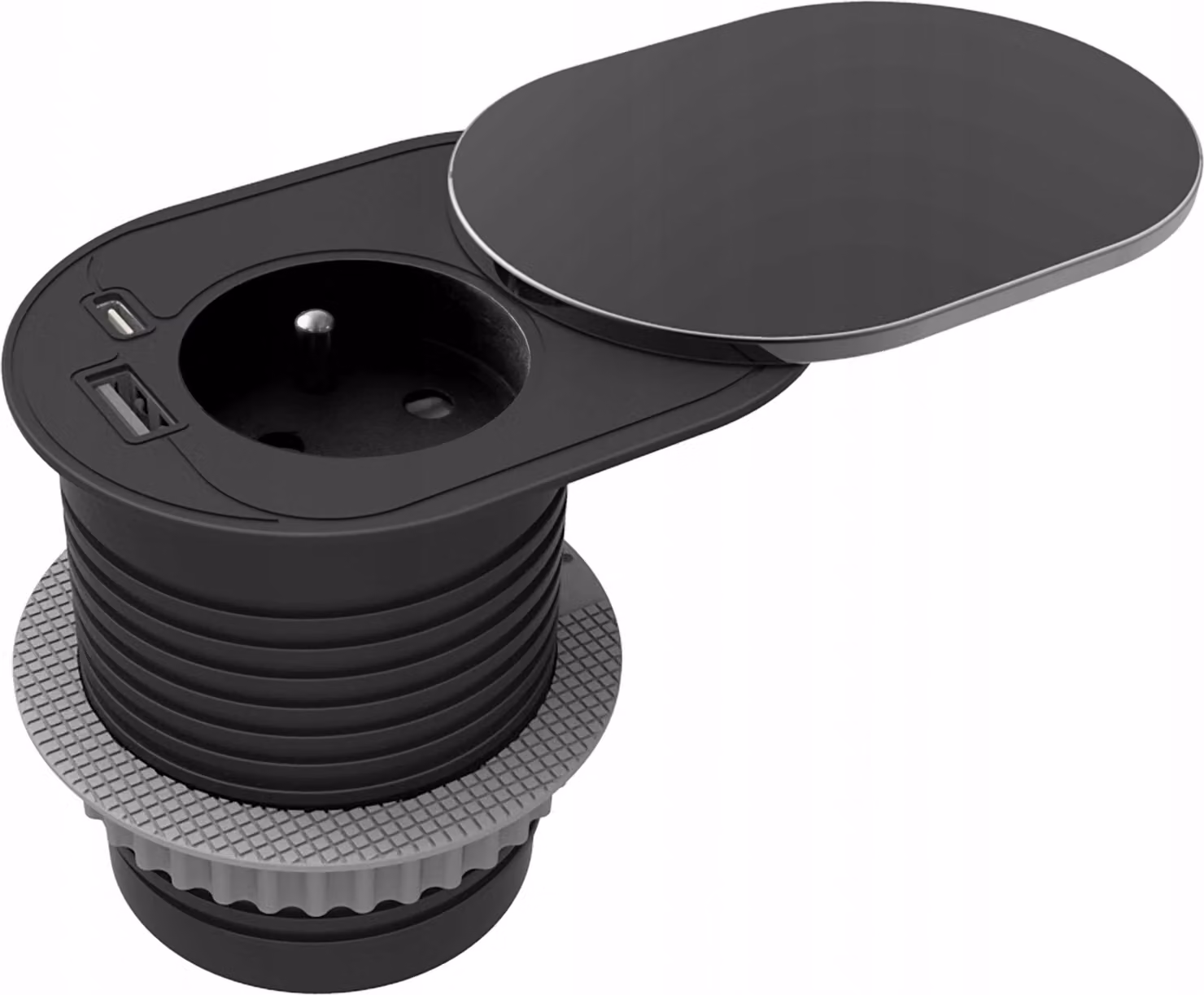 orno-logistic | Presa Da Mobile - 6 cm - Nera - USB-C E USB-A - Design Elegante - Cavo 1,9 m