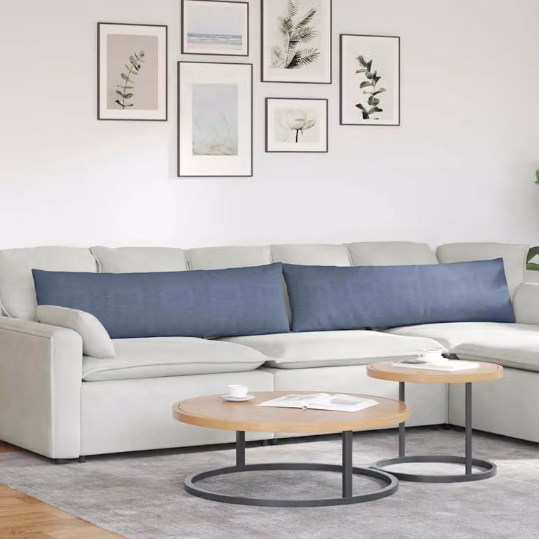 Set di 2 cuscini da divano vidaXL in tessuto di velluto a coste blu, L 145 cm x P 40 cm x H 40 cm