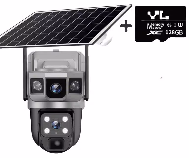Telecamera di sicurezza esterna, risoluzione 4K, visione notturna, con connettività 4G e scheda di memoria da 128 G