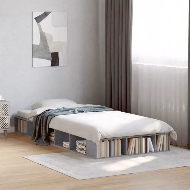 Giroletto-Struttura Letto Grigio Cemento 90x200 cm in Legno Multistrato 790494