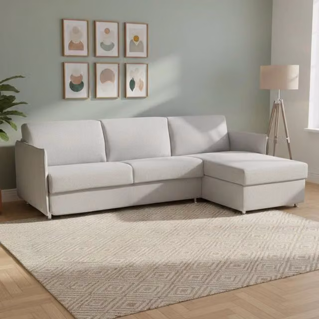 Divano Letto Sumirago DMORA con Penisola Sfoderabile Made in Italy, Grigio, L/P: 260 x 160 cm