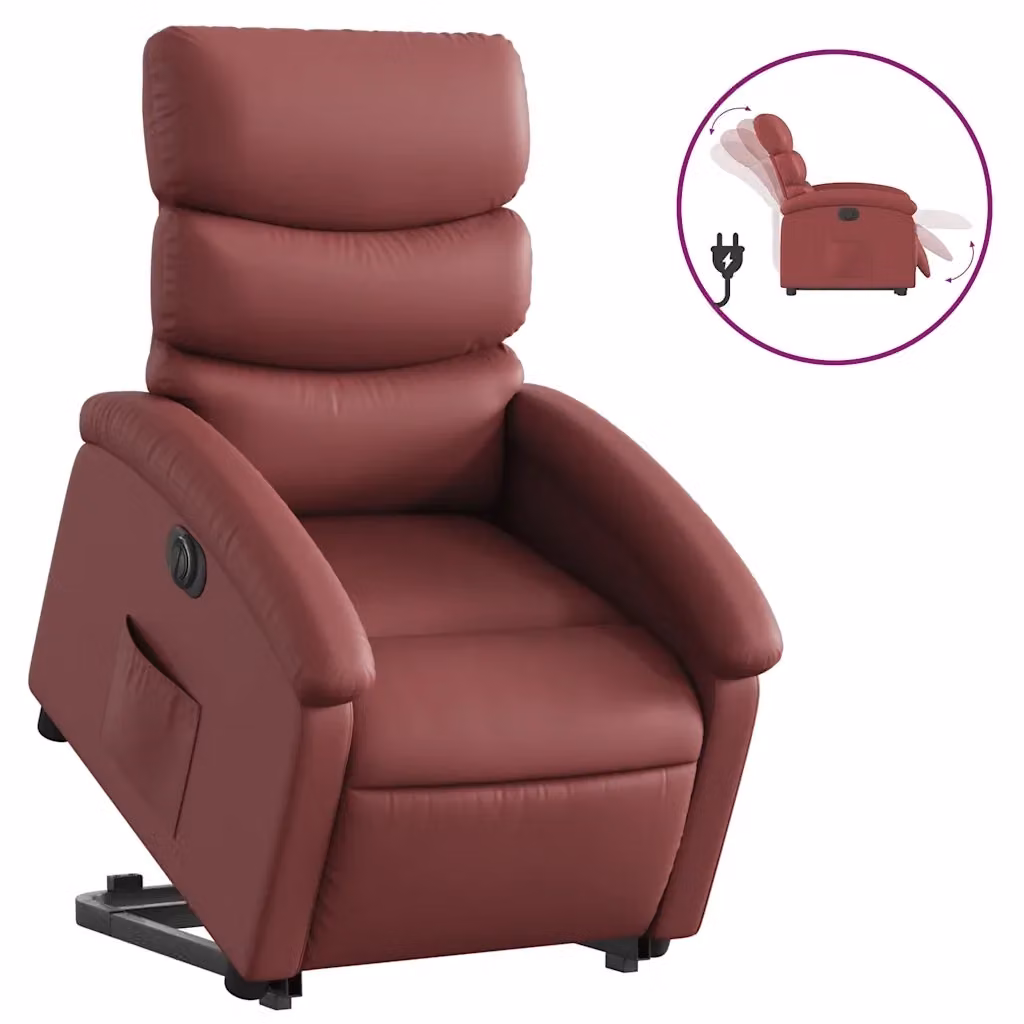 vidaXL Poltrona Alzapersona Reclinabile con Assistenza Elettrica in Similpelle Rossa per Senior – 2